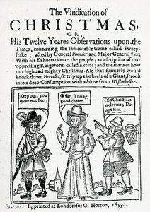 The Vindication of Christmas, 1653 (træsnit og bogtryk) af English School